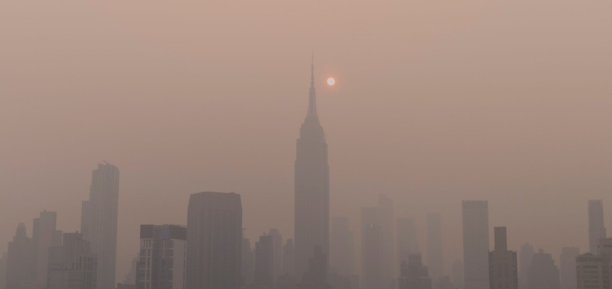 smoke filled sky of New York city