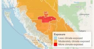 Image of the BC Climate Vulnerability Map developed by MHCCA