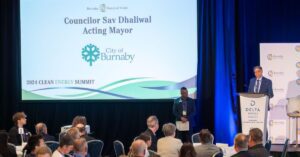 Sav Dhaliwal introducing the Burnaby Clean Energy Summit 2024