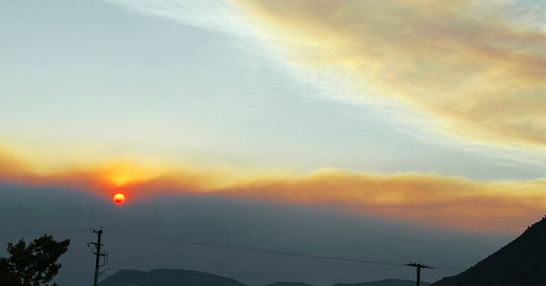 image of red sun through smoky skies in Kamloops