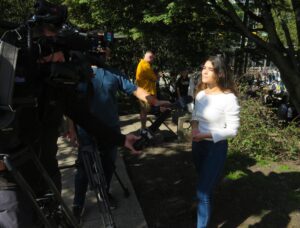 Chloe Fraser speaking at the Climate strike 2024