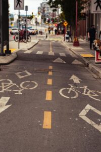 example of improved bicycle pathways in city