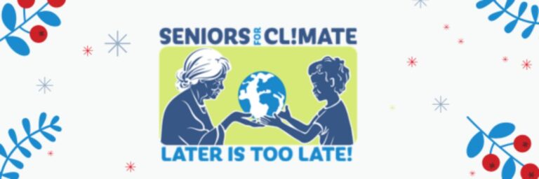 Seniors for Climate logo on holiday background