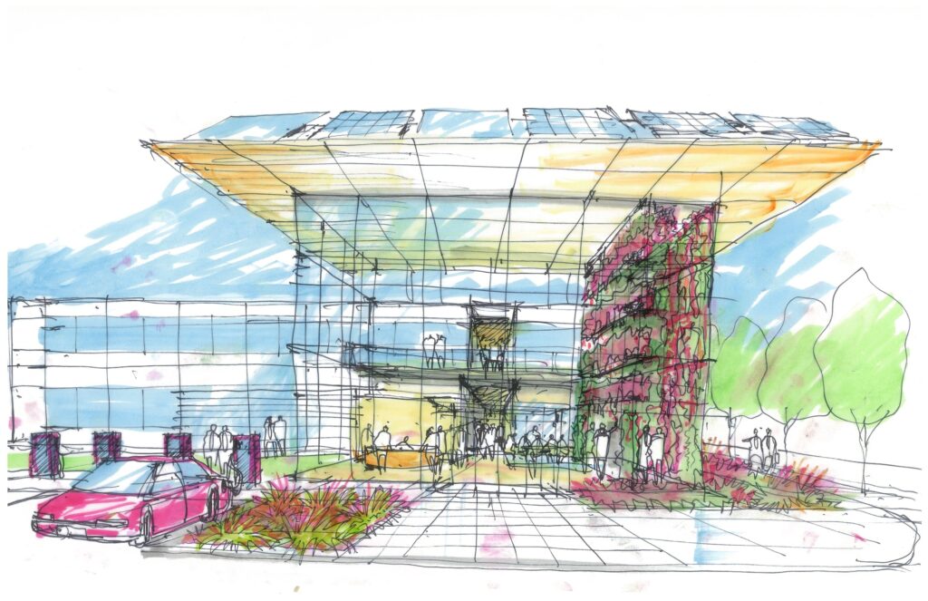 GTEC Climate Response Centre concept drawing by Perkins & Will