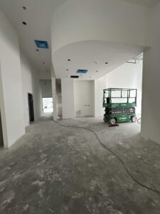 In progress photo of the interior of Arbutus Neighbourhood House from Fall 2025