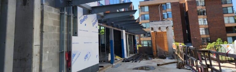 exterior photo of the Arbutus Neighbourhood House construction from summer 2025